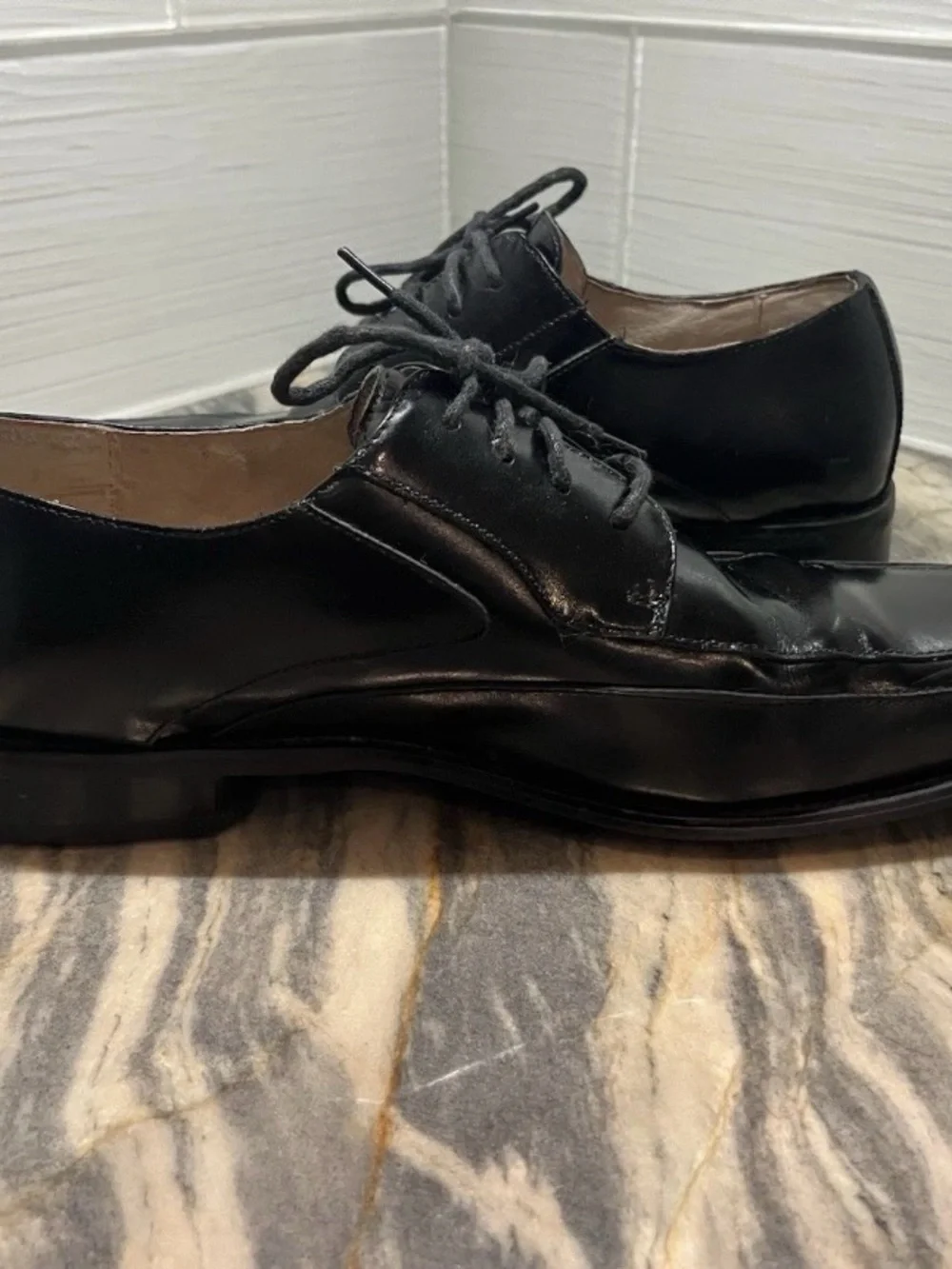 Stacy Adams Mens Black Leather Dress Shoes Lace Up Oxfords Square Toe Size 10 M